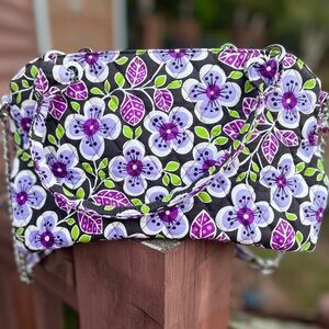 Vera Bradley Retired Plum Petals Handbag Purse with Chain Shoulder Strap